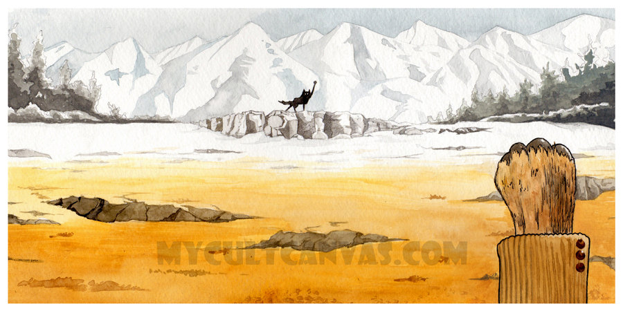 900x450 Original Canis Lupus Art Print 10 X - Fantastic Mr Fox Painting