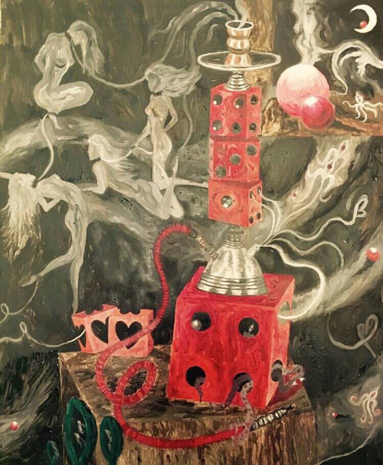 770x934 Saatchi Art Hookah Fantasy Painting By Lana Dobrogorskaya - Fantasy Art Painting