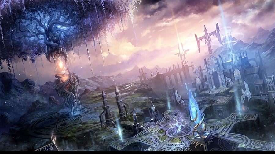 900x506 Fantasy Castles Sky Painting By Hao Chen - Fantasy Castle Painting