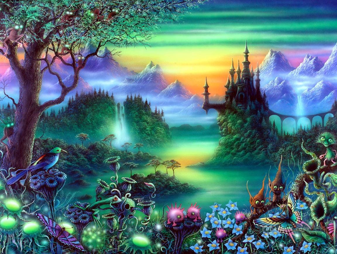 1152x870 Bird Frog Quirky Castle Fantasy Painting In Oil For Sale - Fantasy Castle Painting
