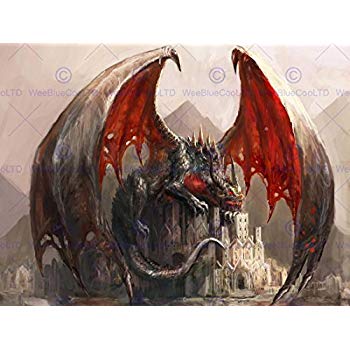 350x350 Painting Illustration Fantasy Dragon Castle Wings Art - Fantasy Dragon Painting