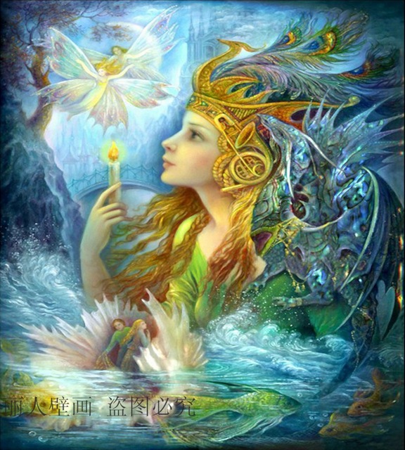 576x640 Free Shipping Large Mural Wallpaper Fantasy Fairy Angel Painting - Fantasy Fairy Painting
