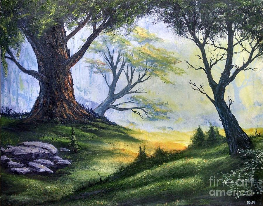 900x707 Fantasy Forest Painting By Shane Daley - Fantasy Forest Painting