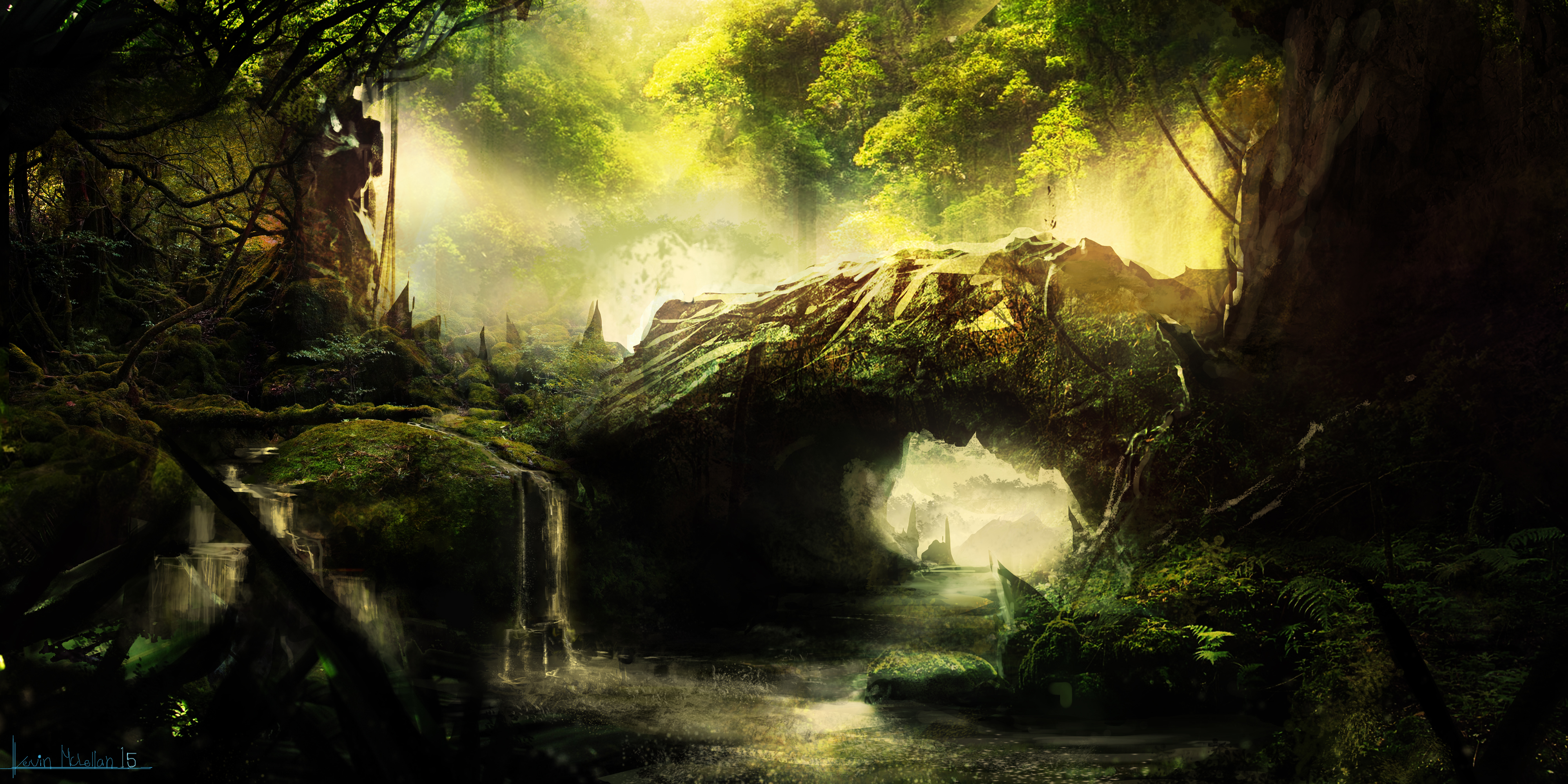 4000x2000 Fantasy Forest By Kevsanlevsan - Fantasy Forest Painting