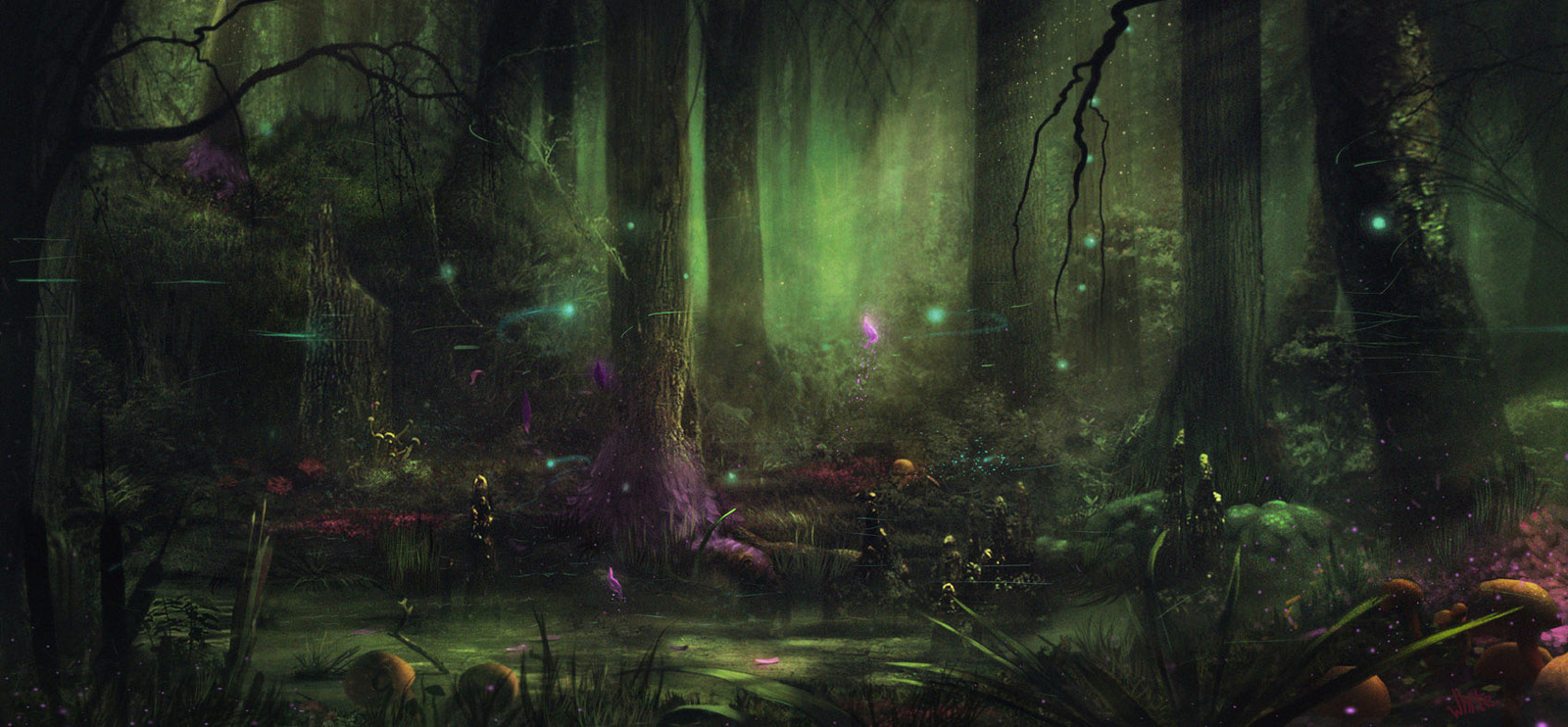 1600x742 Image - Fantasy Forest Painting