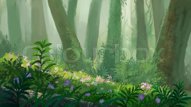 800x450 The Illustration Fantasy Forest Background Painting Stock Photo - Fantasy Forest Painting