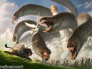 300x225 Handmade Oil Painting Repro Fantasy Monsters Knights Battles - Fantasy Knight Painting