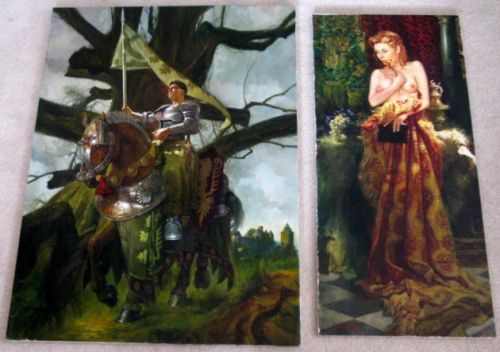 500x352 Knight His Lady (2 Paintings) By Other Artists Scifi - Fantasy Knight Painting