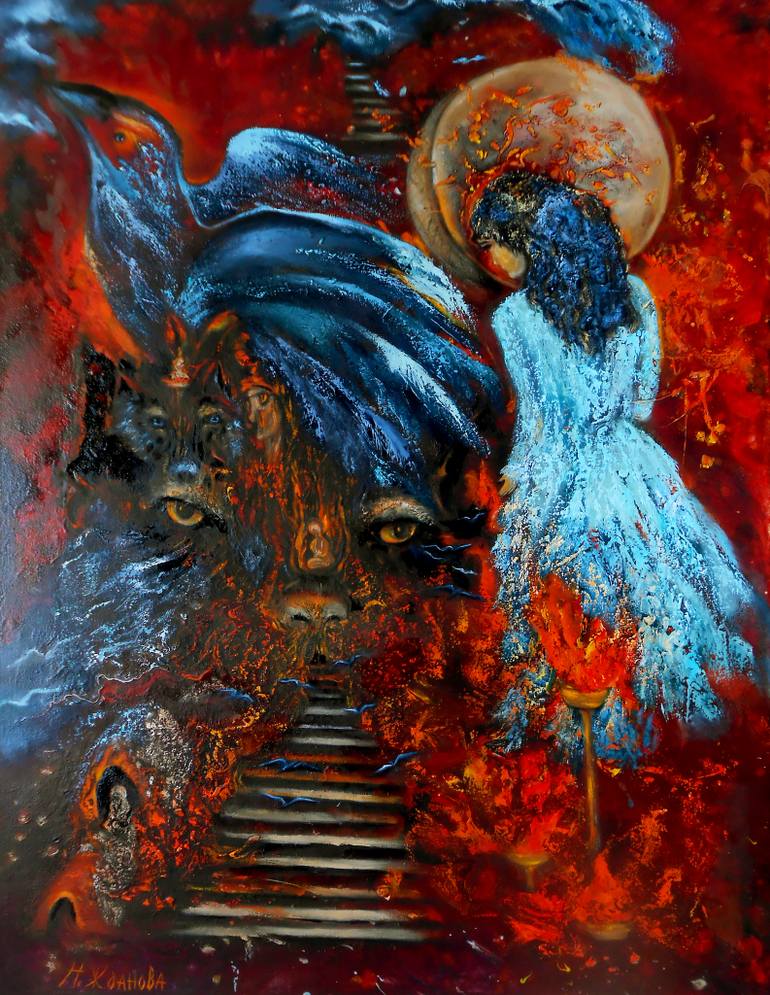 770x995 Saatchi Art Fantasy Oil Painting With Totem Animals In The World - Fantasy Painting