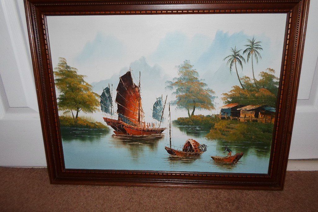 1024x683 Oil Painting From The Far East. In Devizes, Wiltshire Gumtree - Far East Collection Oil Painting