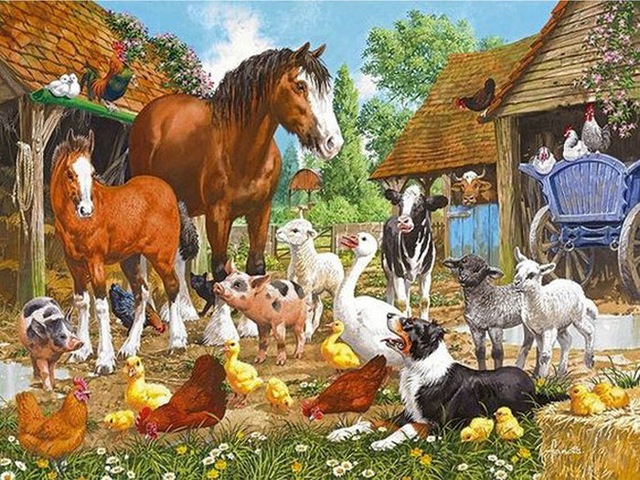 640x480 Diy Diamond Mosaic Pattern Rhinestone Pasted Full 3d Diamond - Farm Animal Painting