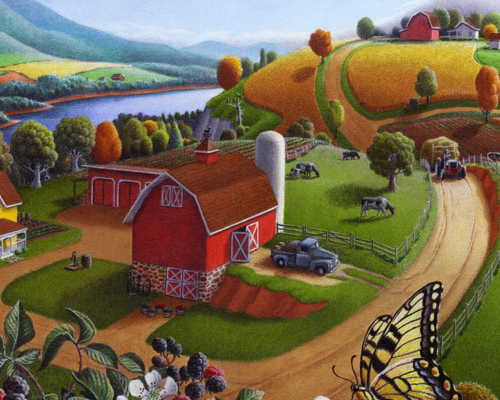 725x580 Just Finished This Oil Painting Blackberry Patch Rural Farm - Farm Landscape Painting