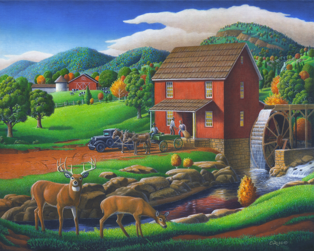 1000x800 Rural Americana Appalachian Farm Landscape Series Oil Paintings - Farm Landscape Painting