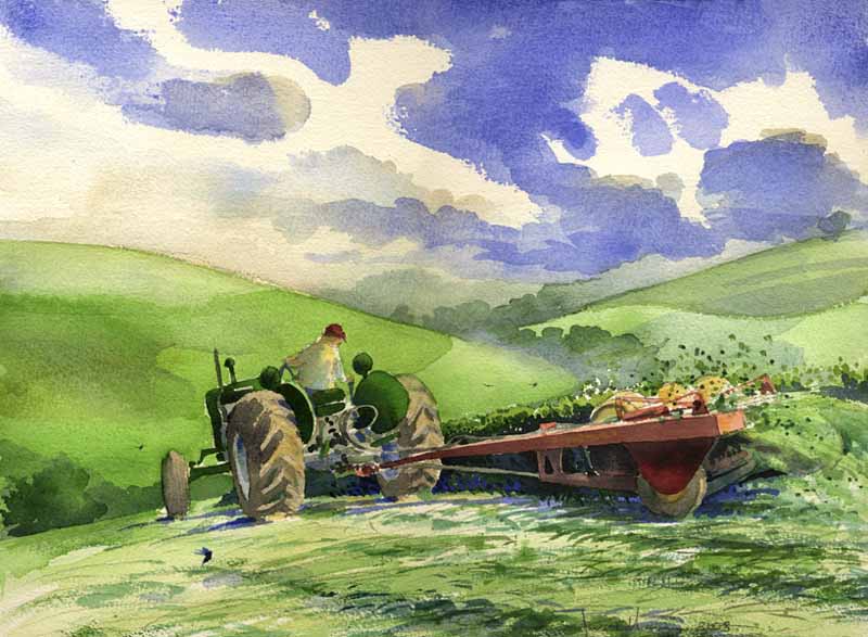 800x587 Barn, Tractor Amp Farm Life Art - Farm Landscape Painting