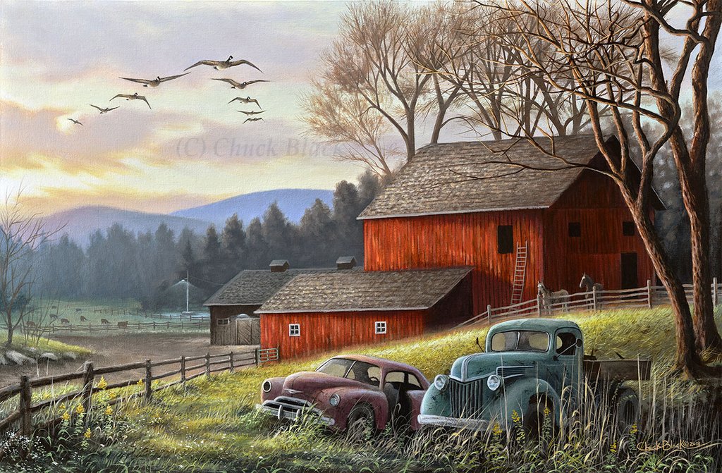 Farm Landscape Painting At PaintingValley.com | Explore Collection Of ...