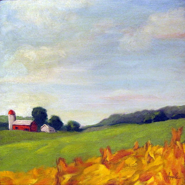 600x600 Country Living Down On The Farm Landscape Original Oil Painting By - Farm Landscape Painting