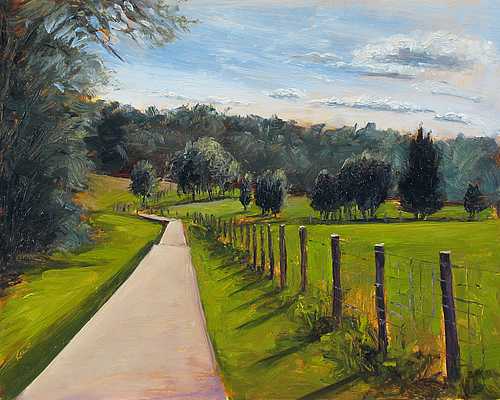 500x400 Coventry Farm Boardwalk 8x10 In. Oil On Masonite - Farm Landscape Painting