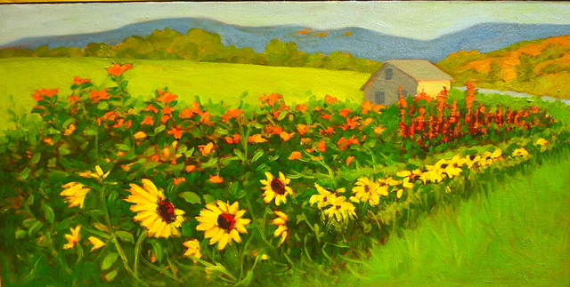 640x323 Lynne Friedman Artwork Flower Farm Original Painting Oil - Farm Oil Painting