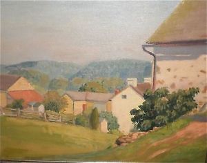 300x236 New Jersey Farm Oil Painting Circa1950s Dorothy Henderson Ebay - Farm Oil Painting