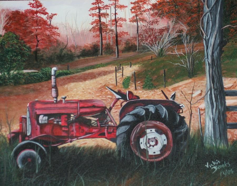 900x706 Old Ford Tractor Is A Painting By Vickie Brooks Tractors Art - Farm Tractor Painting