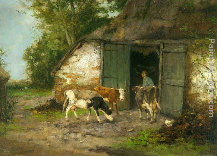 720x518 Johan Frederik Cornelis Scherrewitz Farmer And Cattle By A Stable - Farmer Painting