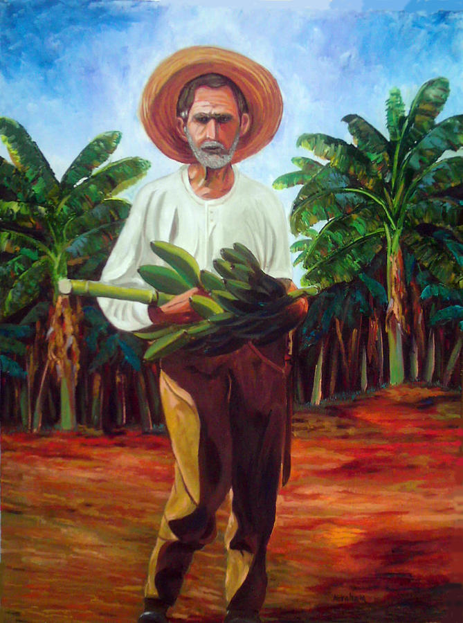 669x900 Banana Farmer Painting By Jose Manuel Abraham - Farmer Painting