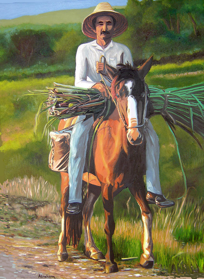 657x900 Farmer On A Horse Painting By Jose Manuel Abraham - Farmer Painting Images