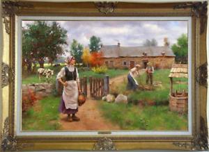 300x219 Old Master Art Antique Oil Painting Village Farmer Work On Canvas - Farmer Painting Images