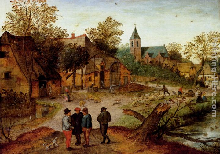 720x503 Pieter The Younger Brueghel A Village Landscape With Farmers - Farmer Painting Images