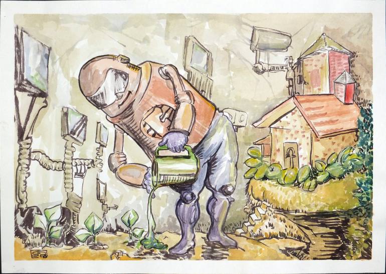 770x547 Saatchi Art A Farmer Painting By Sigit Pardiyanto - Farmer Painting Images