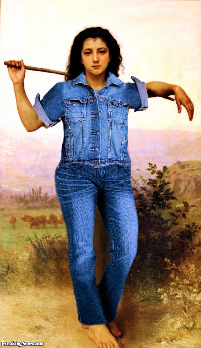 692x1200 Farm Girl In Jeans Painting Pictures - Farmgirl Painting