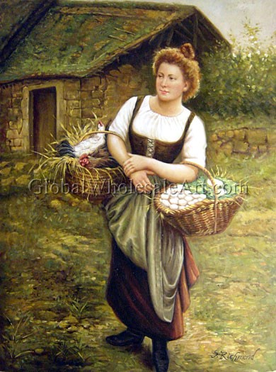 390x525 Gustave Boulanger - Farmgirl Painting