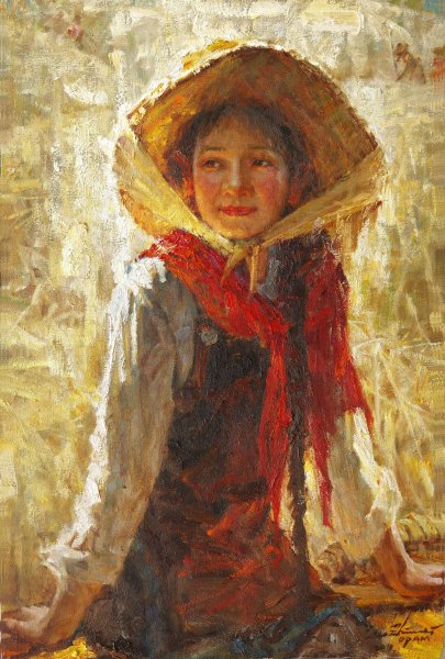405x600 New Painting Zhiwei Tu Fine Art - Farmgirl Painting