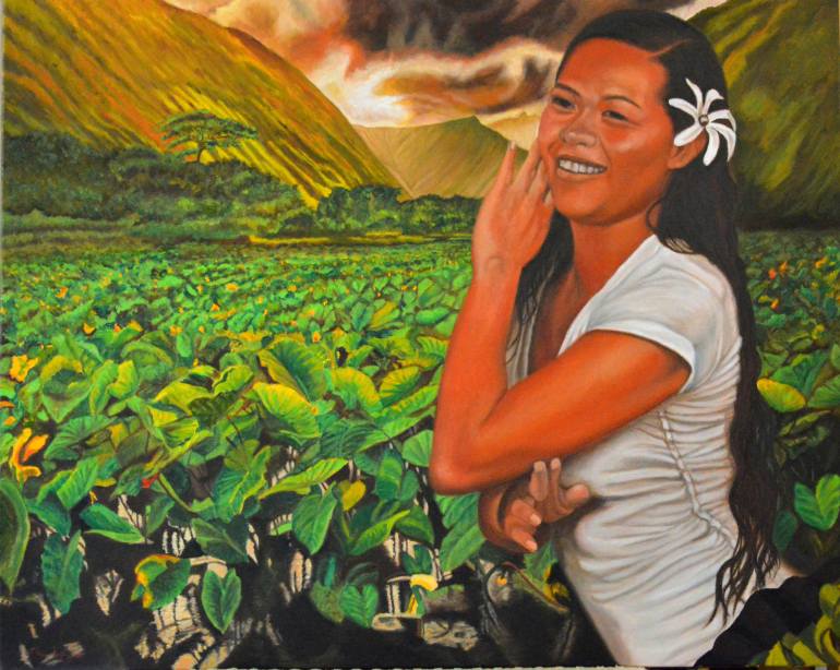 770x614 Saatchi Art The Taro Farm Girl Painting By Thu Nguyen - Farmgirl Painting