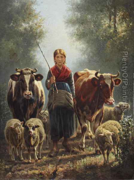 448x600 The Young Farm Girl Oil Painting Reproduction By Henri De Beul - Farmgirl Painting