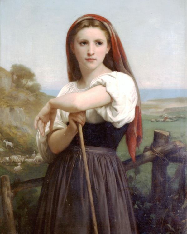 600x749 Young Shepherdess Woman Farm Girl Oil Painting Art Real Canvas - Farmgirl Painting