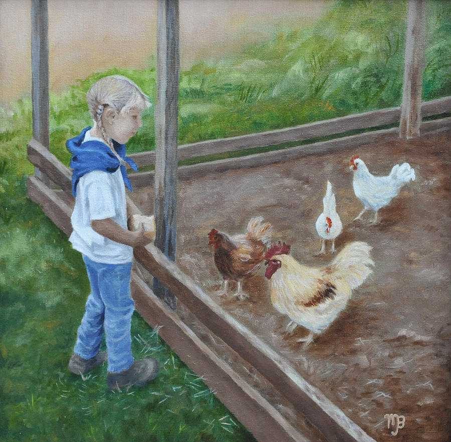 900x882 Farm Girl Painting By Margaret Batcheler - Farmgirl Painting