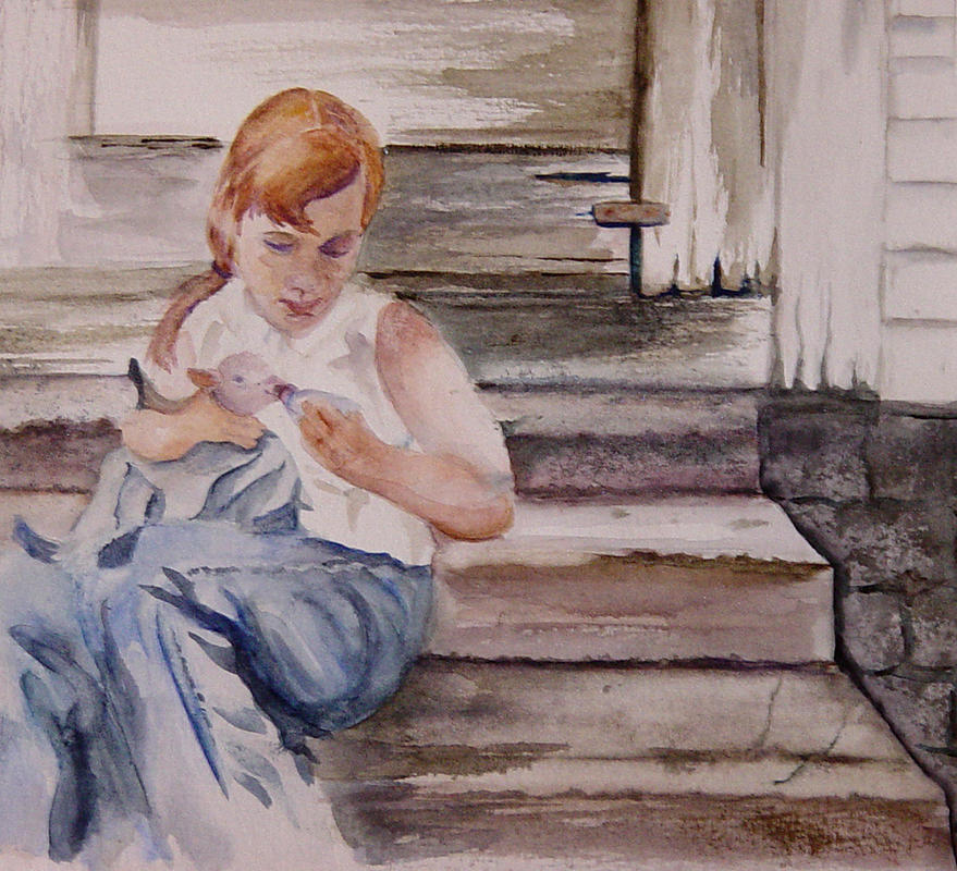 879x800 Farm Girl Painting By Marsha Woods - Farmgirl Painting