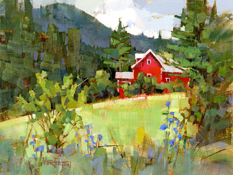 800x600 Red Farm House A Painting By Vermont Artist Peter Huntoon - Farmhouse Painting