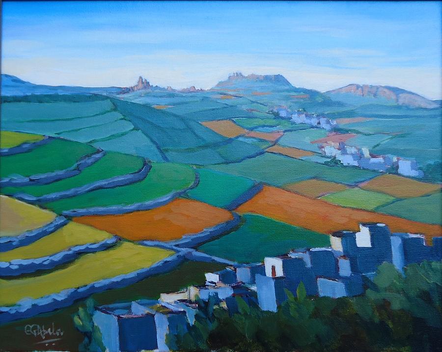 900x716 Gozo Farmland Painting By Edward Abela - Farmland Painting