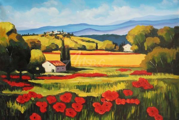 600x402 Refreshing Farmland Scenery Oil Painting Op Lf1 3 - Farmland Painting