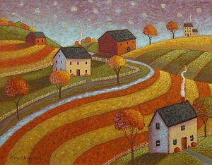 300x234 Autumn Farmland Painting By Mary Charles - Farmland Painting