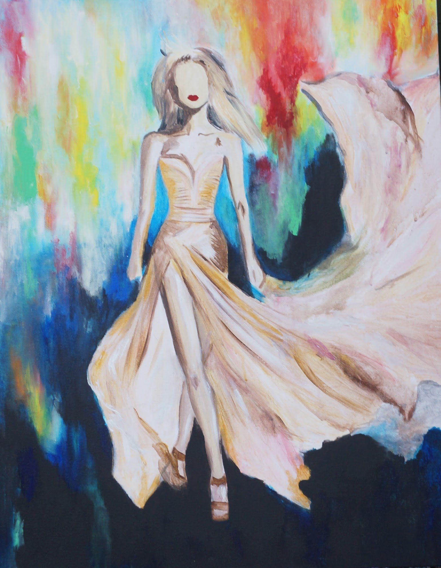 1541x1984 Painting An Abstract Fashion Canvas Inspired By Ellie Saab. - Fashion Painting