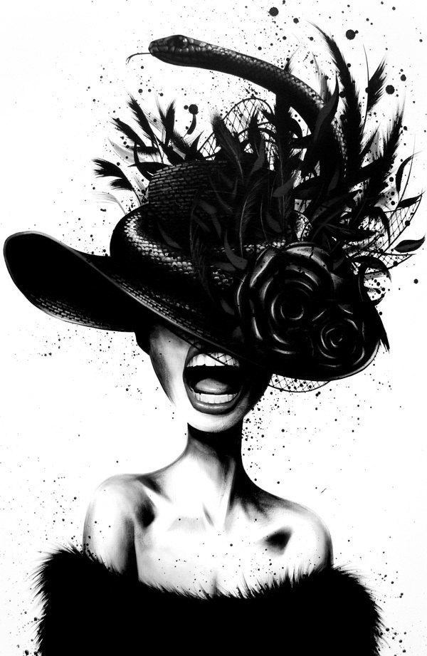 600x921 Sit Medusa Woman With A Snake On Her Hat Fashion Model Parody - Fashion Painting