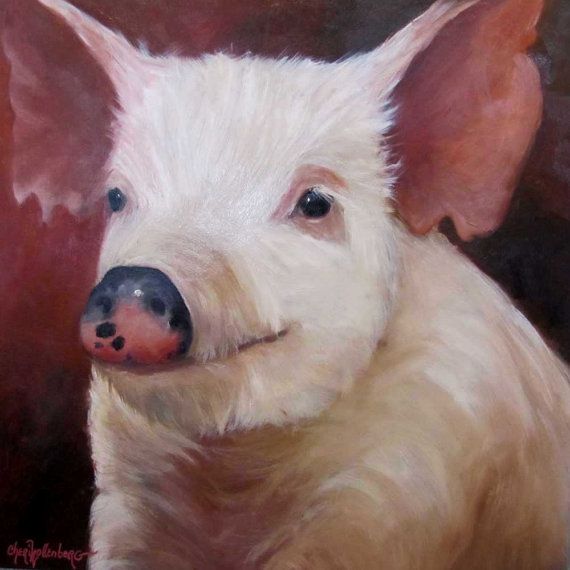 570x570 Animal Pig Portrait - Fat Baby Painting