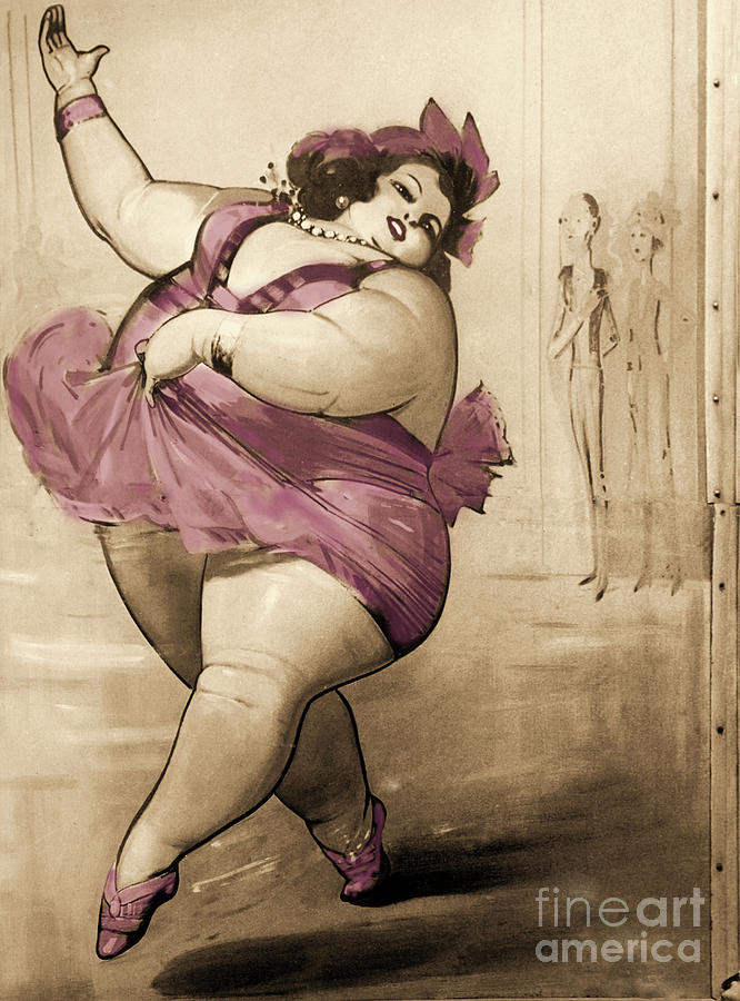666x900 Circus Fat Lady Painting By Mindy Sommers - Fat Ballerina Painting