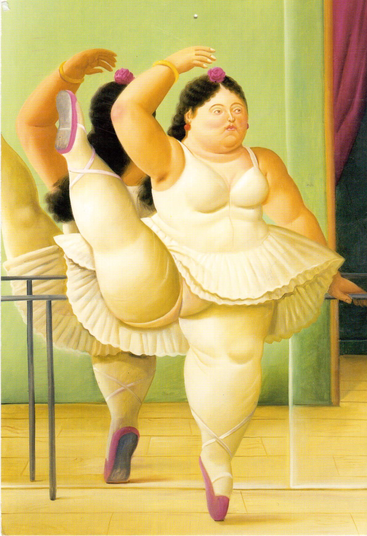 1192x1742 Funny Card Of A Fat Ballerina. Sent By A Postcrosser - Fat Ballerina Painting