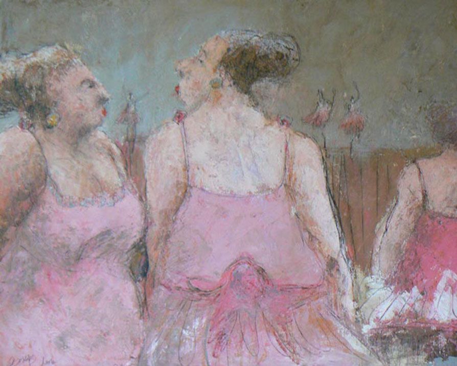 894x717 Thomas Bossard Pink For All Seasons Fat Art - Fat Ballerina Painting
