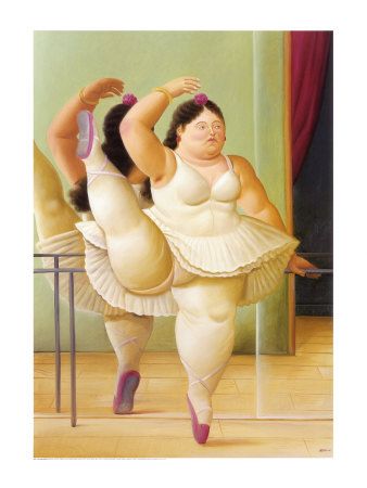 338x450 Ballerina To The Handrail By Fernando Botero Ballerina - Fat Ballerina Painting