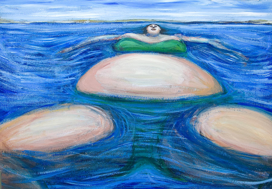 900x625 Floating Giant Fat Woman In Her Favorite Green Bikini Painting By - Fat Girl Painting